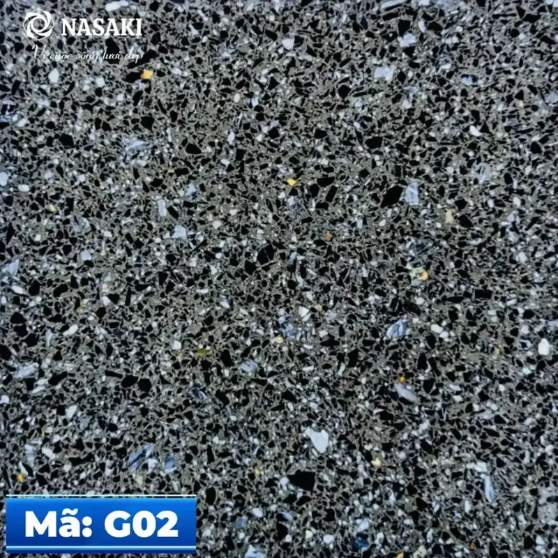 Gạch Terrazzo Nasaki Đen Hạt Trắng G02