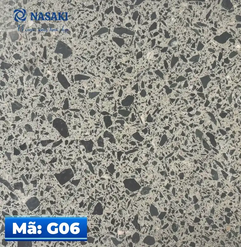 Gạch Terrazzo Nasaki Ghi Hạt Đen Trắng G06