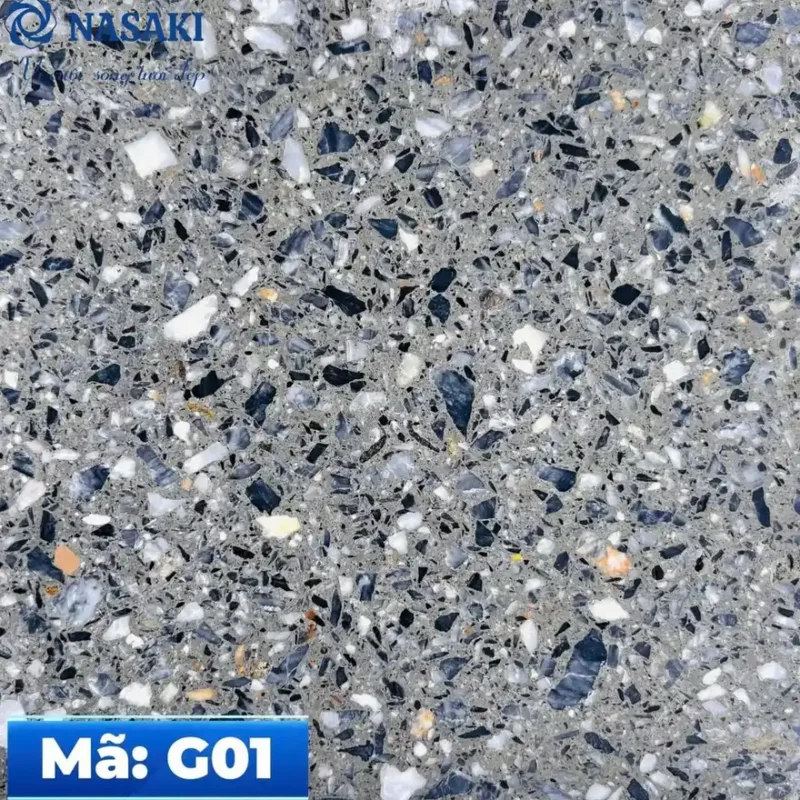Gạch Terrazzo Nasaki Ghi Xám Hạt Đa Sắc G01