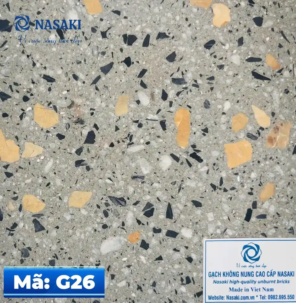 Gạch Terrazzo Nasaki Ghi Xám Hạt Vàng G26