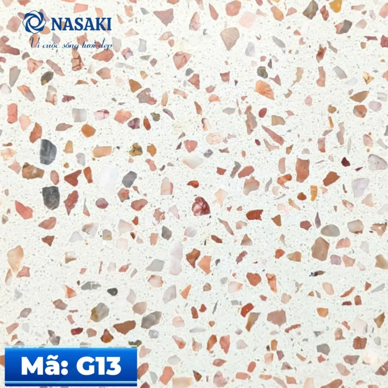 Gạch Terrazzo Nasaki Trắng Hạt Cam Xanh G13