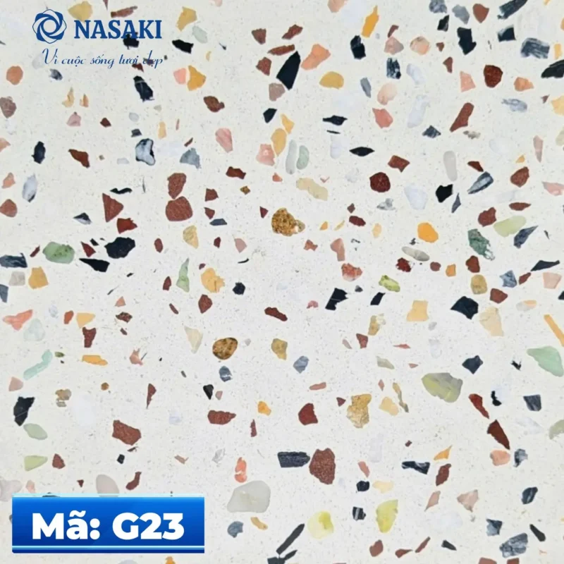 Gạch Terrazzo Nasaki Trắng Hạt Đa Sắc G23