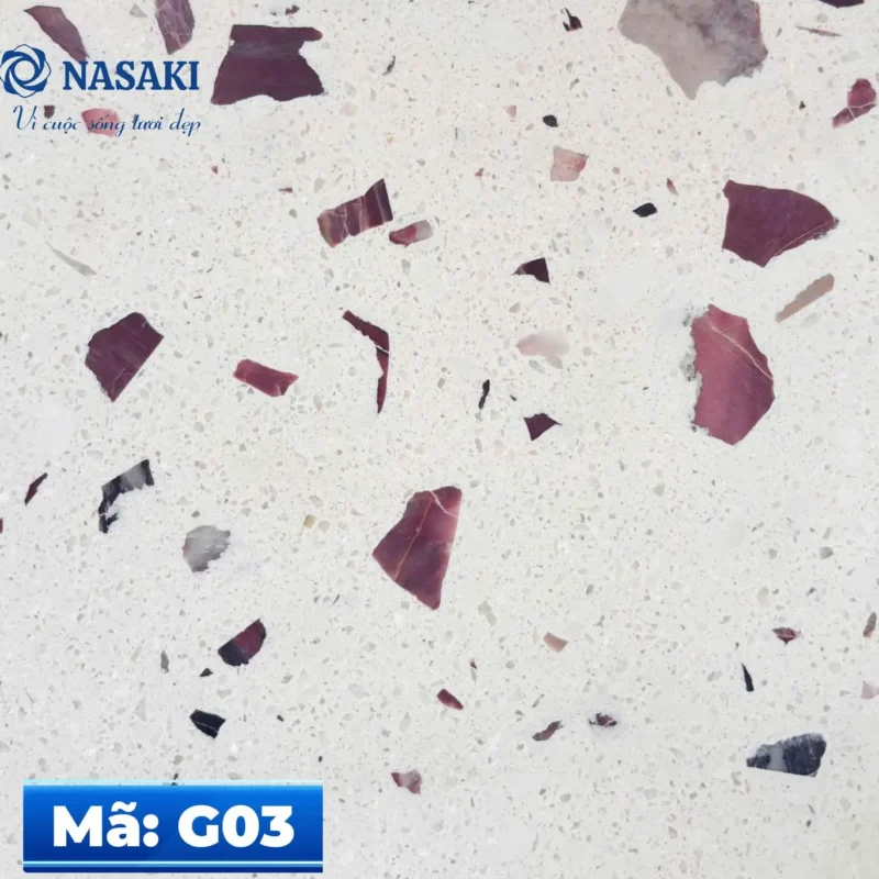 Gạch Terrazzo Nasaki Trắng Hạt Đỏ G03