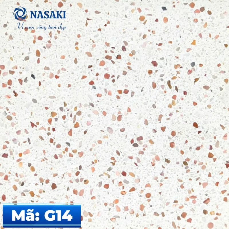 Gạch Terrazzo Nasaki Trắng Hạt Đỏ Nhỏ G14