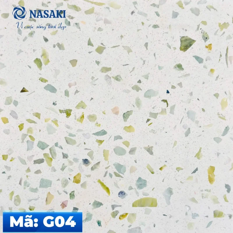 Gạch Terrazzo Nasaki Trắng Hạt Vàng Xanh G04