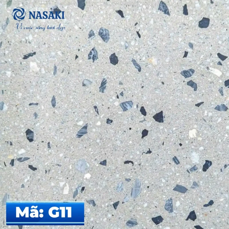 Gạch Terrazzo Nasaki Trắng Hạt Xanh Ghi G11