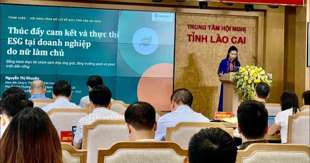 Giám đốc NASAKI trình bày tham luận ESG tại Hội nghị công bố DCCI Lào Cai 2025